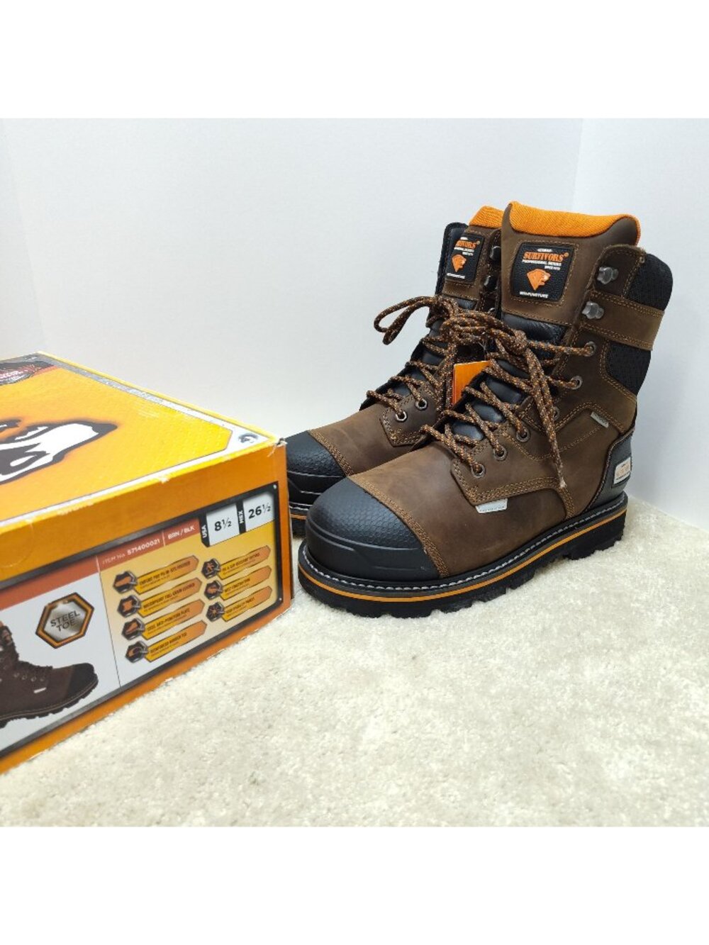 Herman Survivors Dozier Men 8.5 Steel Toe Work Boot Waterproof Leather ASTM Rate